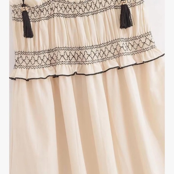 The Good Journey Mara Spaghetti Strap Folk Dress NET Sz L - Picture 8 of 13